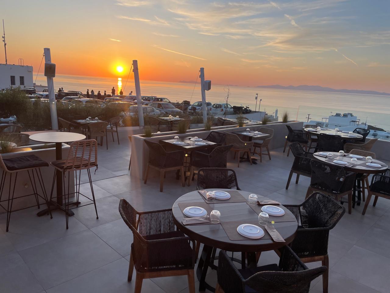 Panoramic Santorini caldera sunset from Tramonto